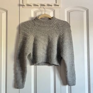 cropped grey knitted sweater